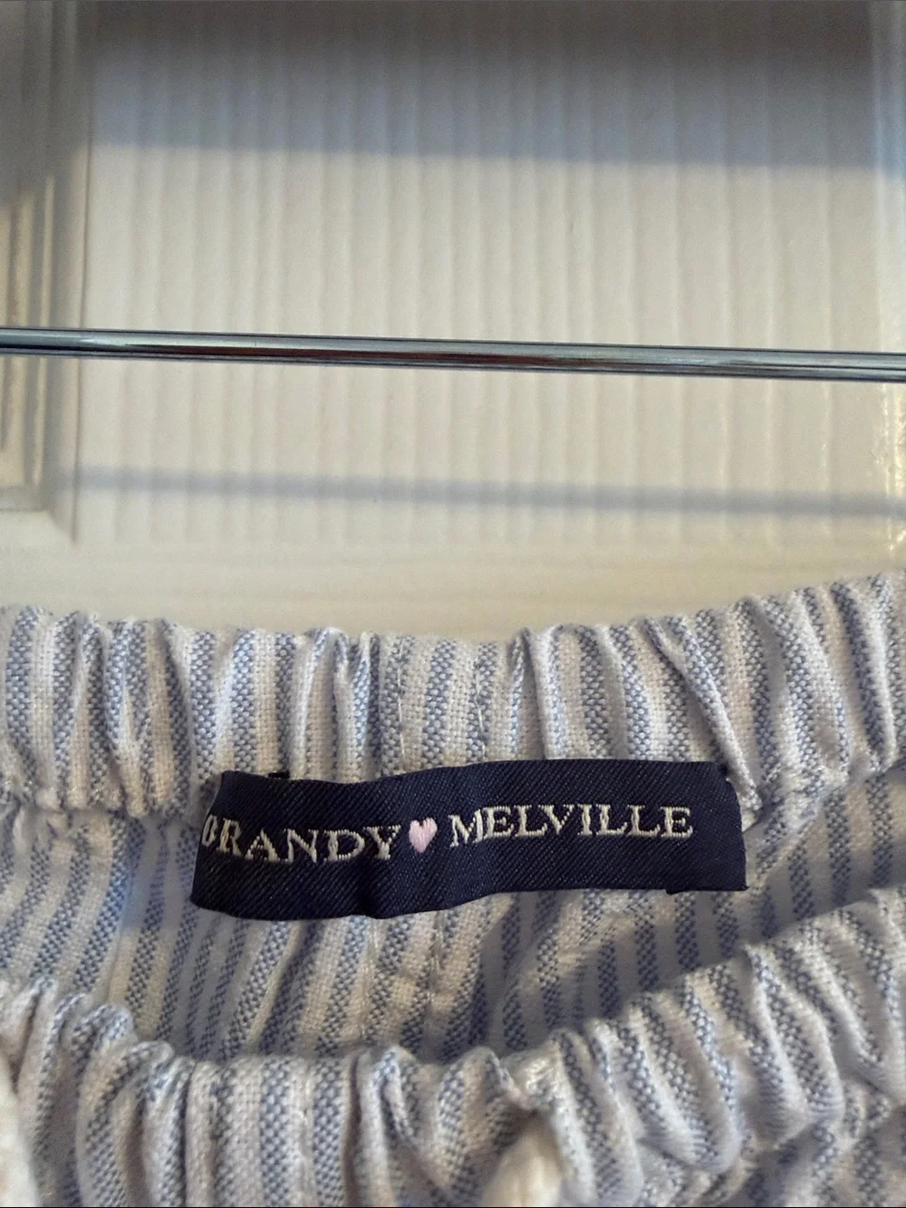 Brandy Melville Light Blue & White Pinstriped Drawstring Pants